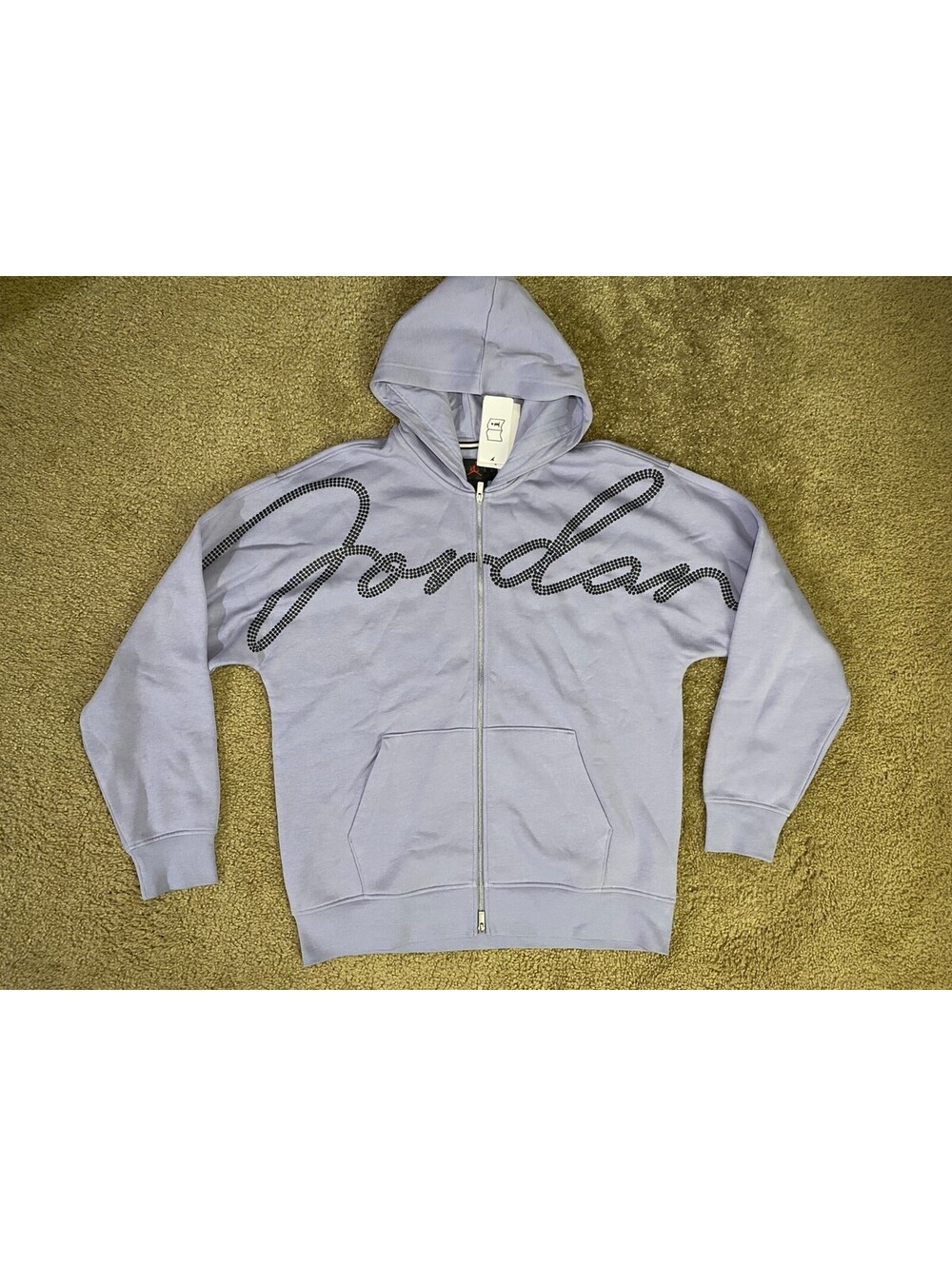 Air Jordan Hoodie Mens Large Purple Fleece Lined Full Zip Rhinestone Pockets